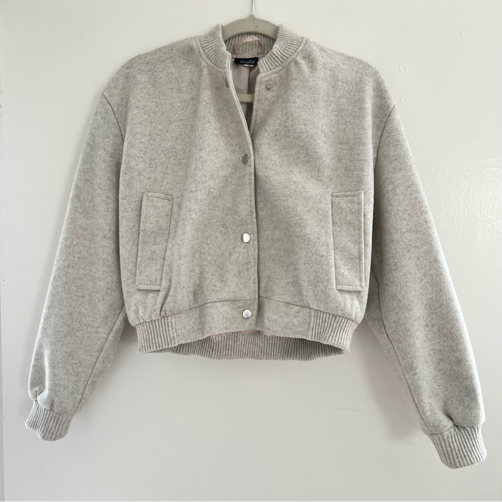 Cream/Gray Women's Bomber Jacket